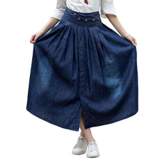 Dark wash flare jean skirt