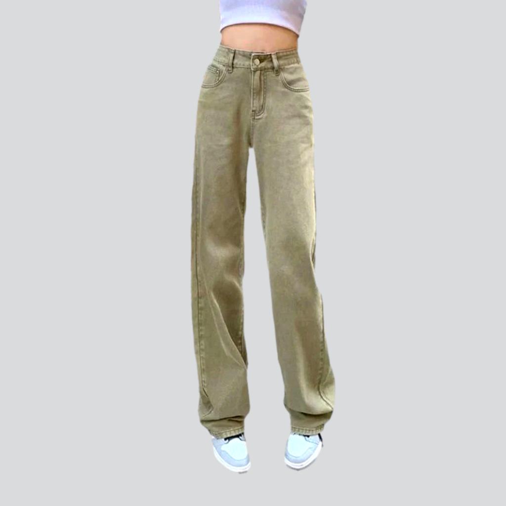 Retro color straight women jeans