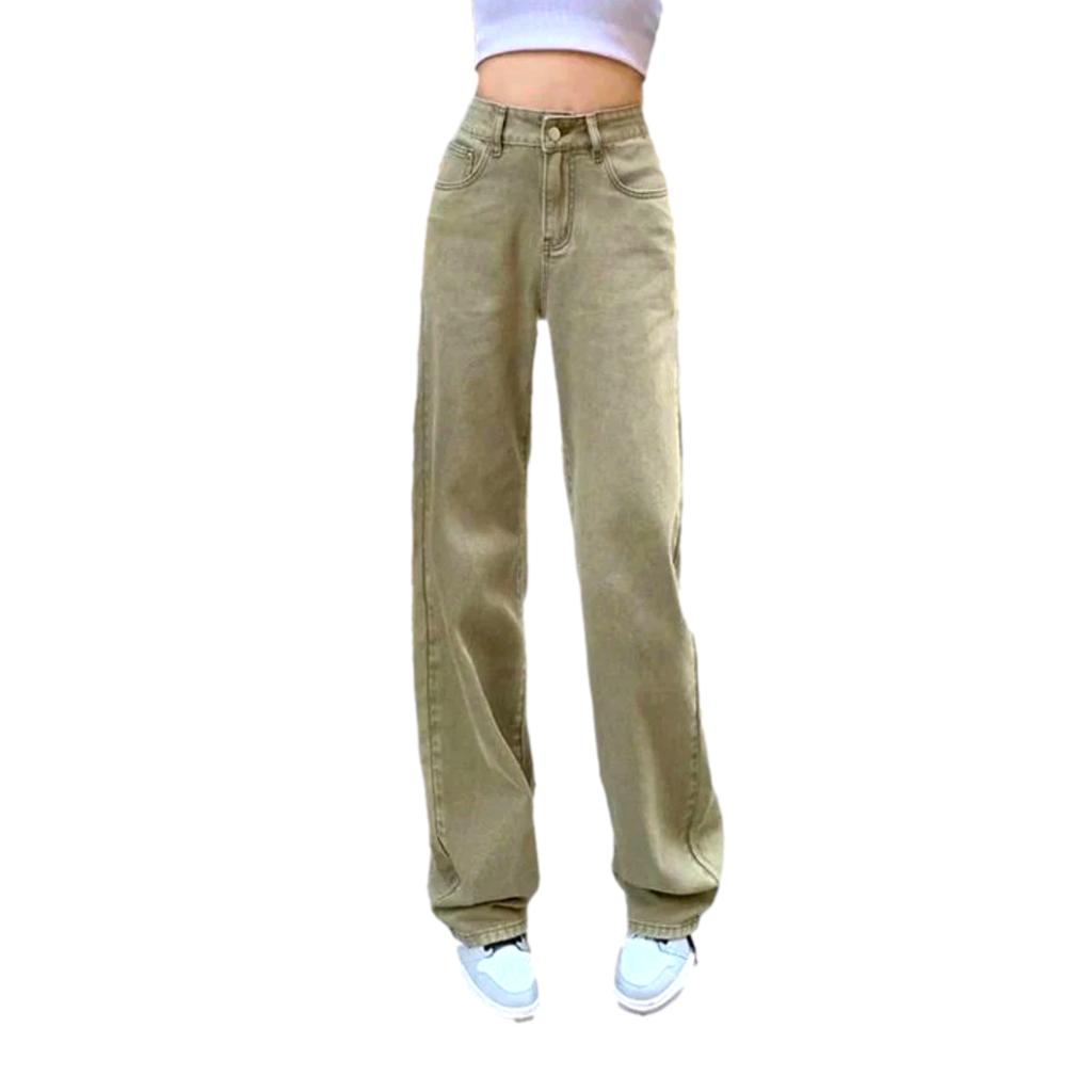 Retro color straight women jeans