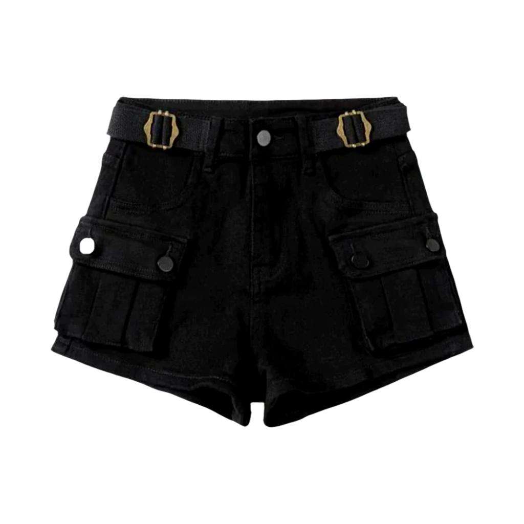 Cargo color women denim shorts