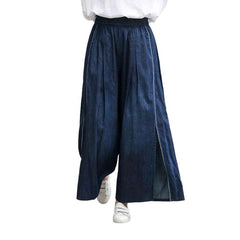 Pantalones vaqueros culotte con bandas bordadas