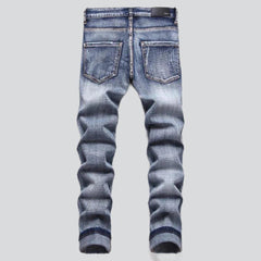 Trendy print men skinny jeans