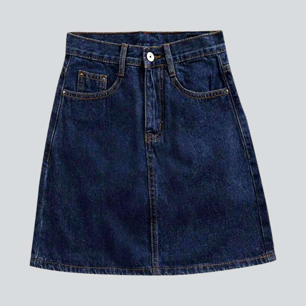 High waist casual denim skirt