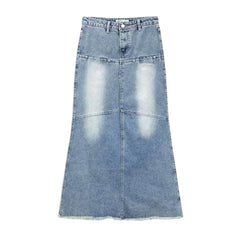 Vintage-Jeansrock mit ungesäumtem Saum