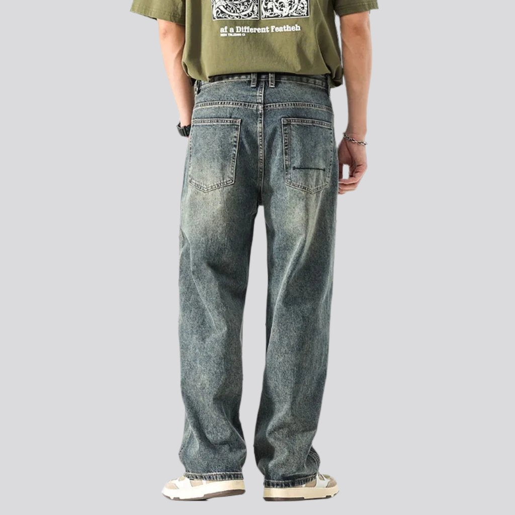 Baggy mid-waist jeans for men