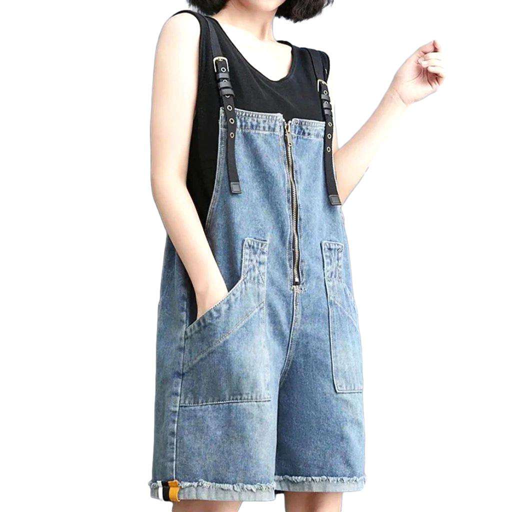 Front zipper women denim romper