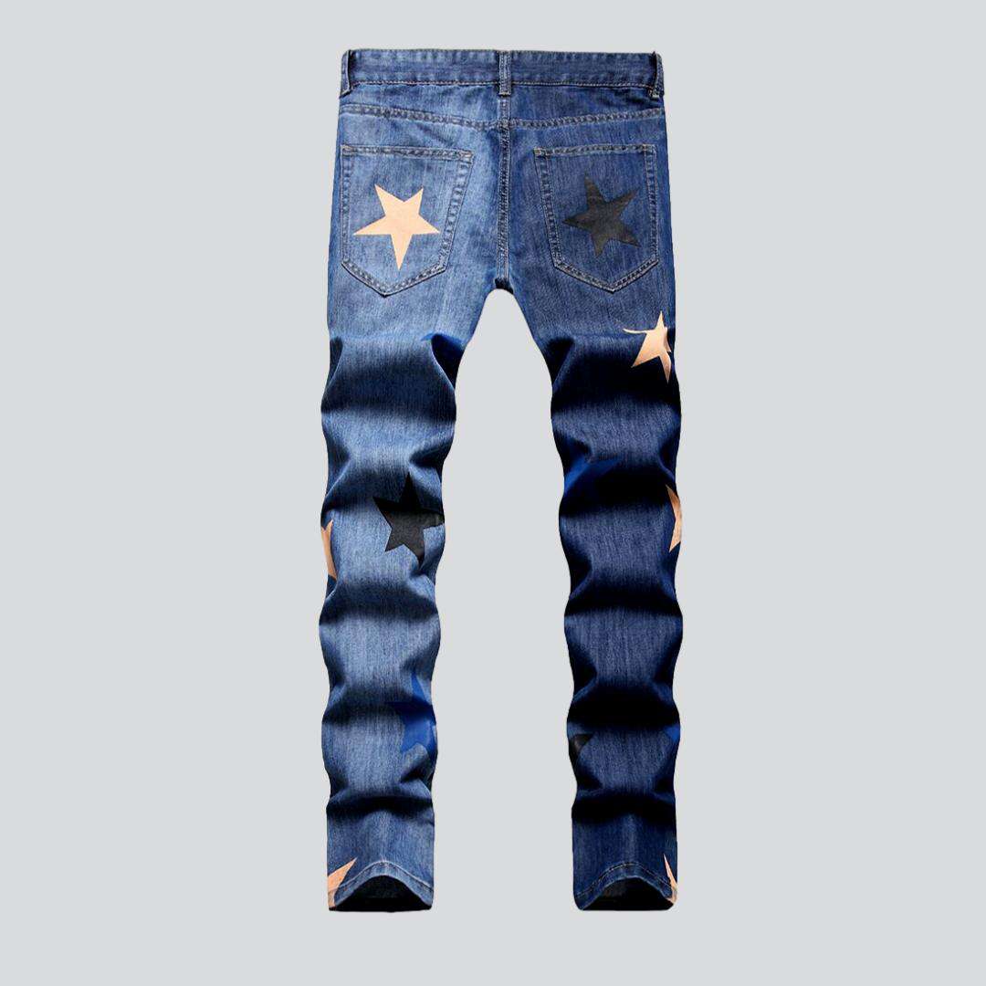 Color stars print men jeans