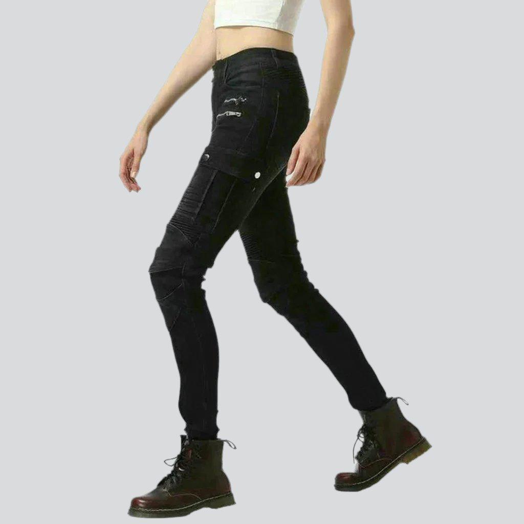 Protective women biker jeans