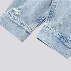 Cropped front short denim jacket