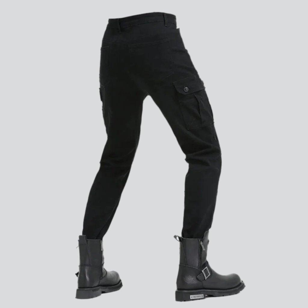 Protective men biker denim pants