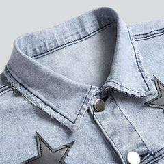 Black stars light denim jacket