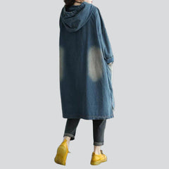 Sanded hooded women denim dress