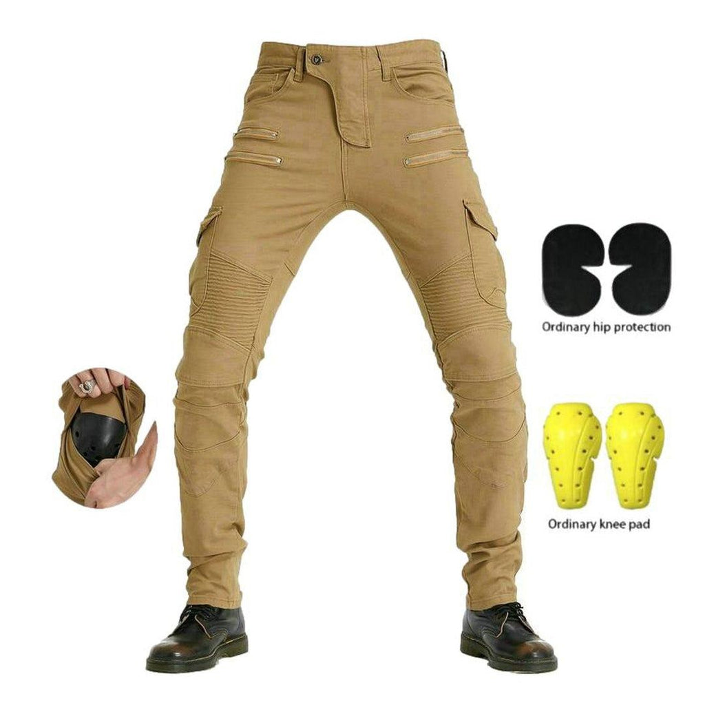 Sand color biker denim pants