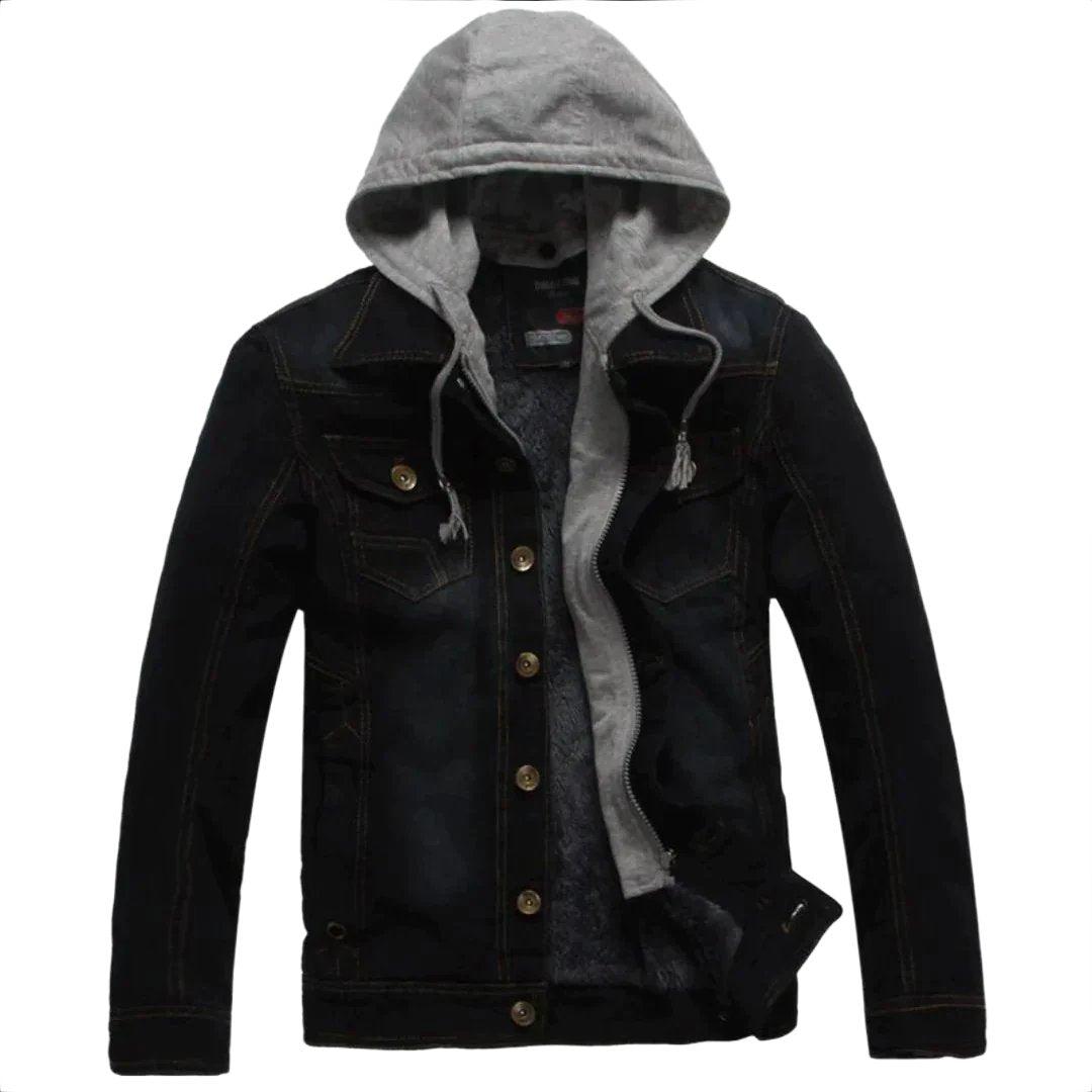 Winter hooded men denim jacket