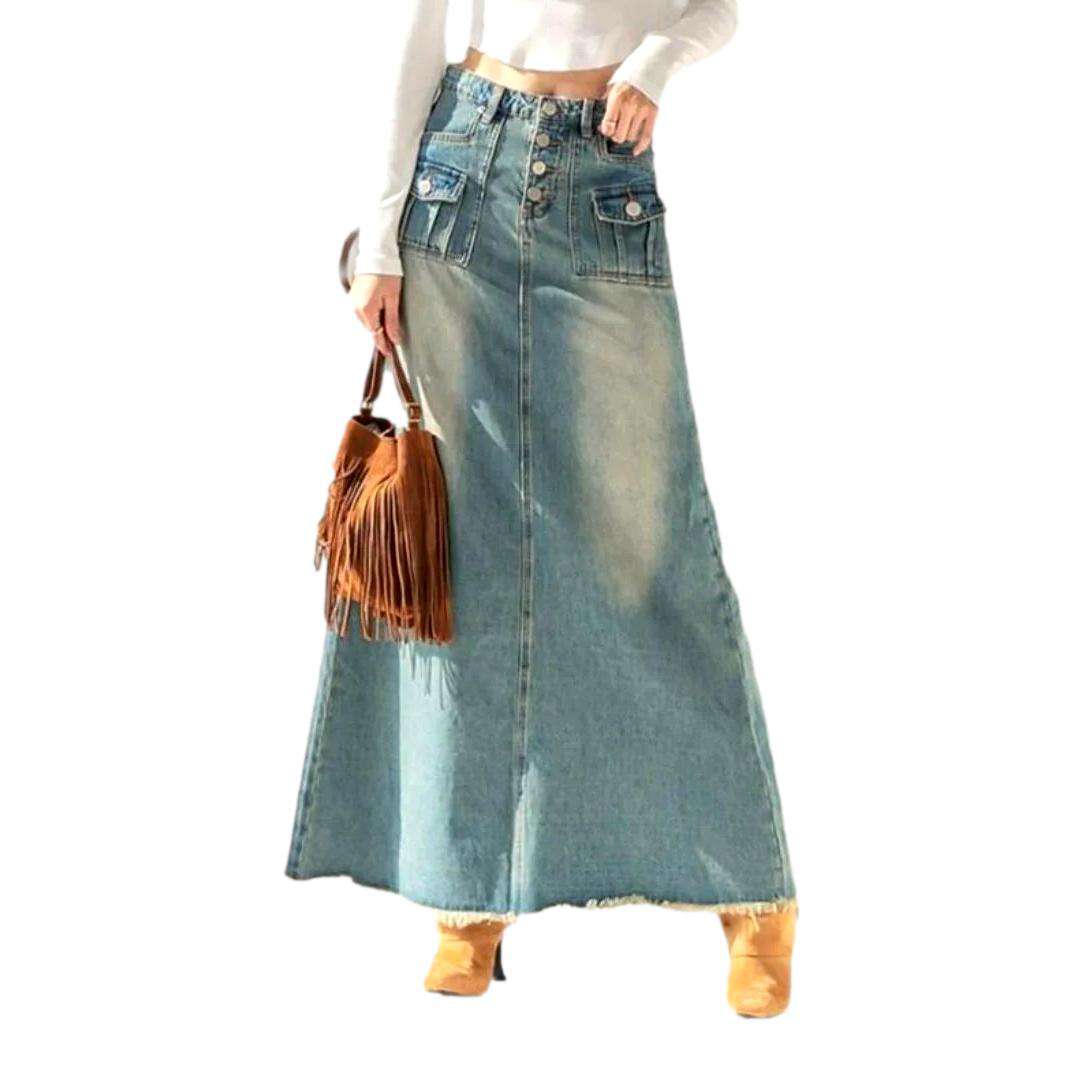 Boho-Chic-Jeansrock im Sand-Look