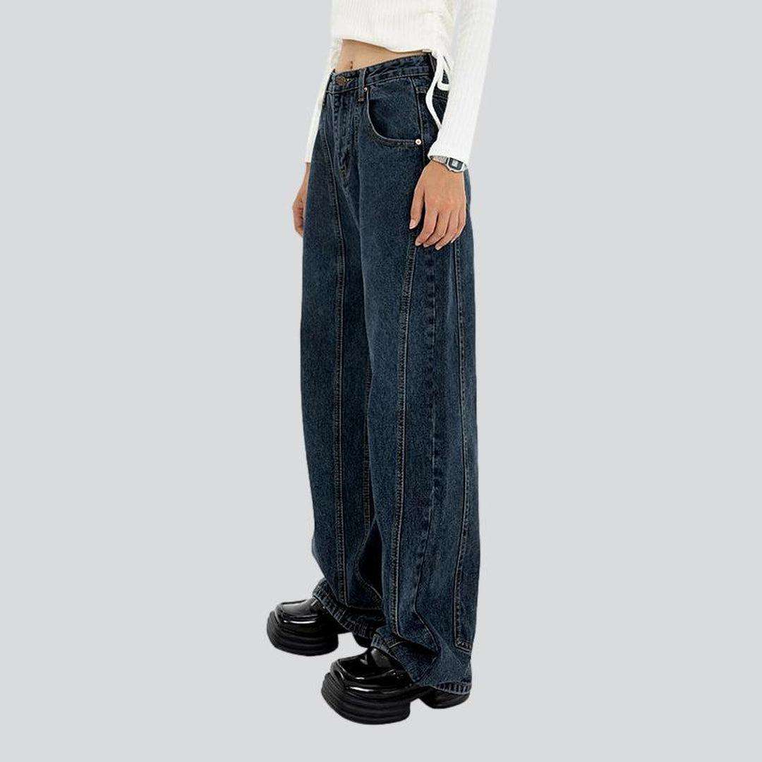 Dunkle Vintage Damen Baggy Jeans