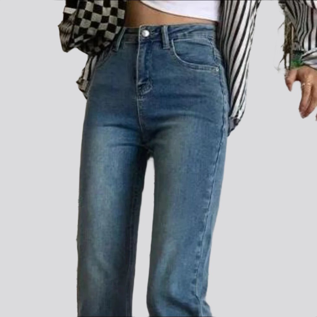 Short women high-waist jeans