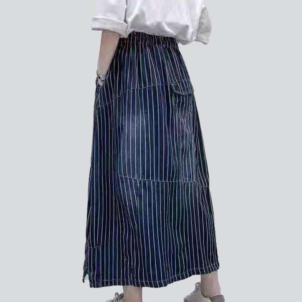 Casual striped women denim skirt