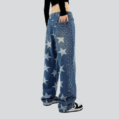 Baggy-Jeans mit Stern- und Ornament-Print