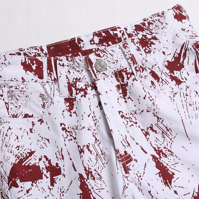 Vaqueros blancos con estampado Bordo para hombre