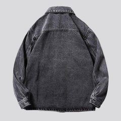 Oversized, vintage, grey, flap-pocket, men jacket