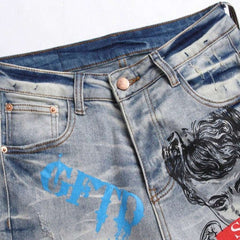 Graffiti-painted men jeans