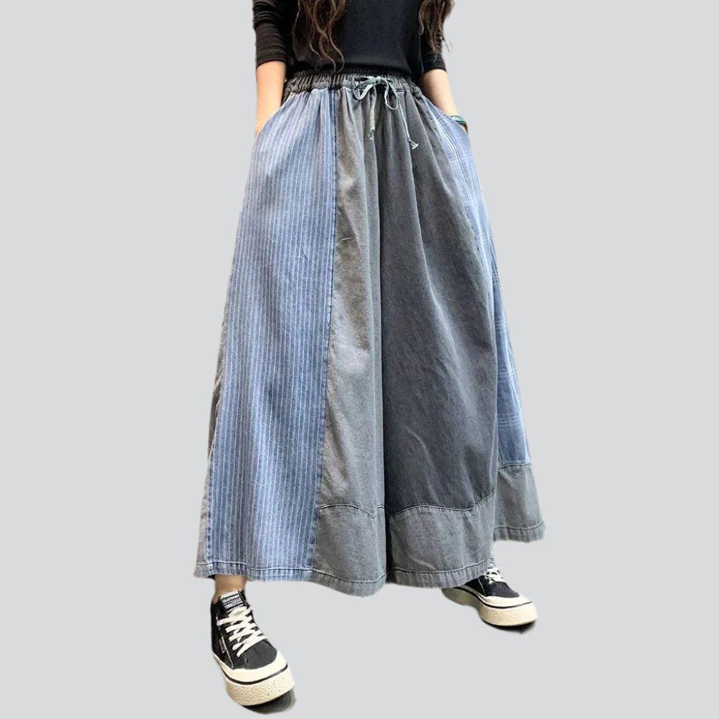 Street-style culottes denim pants