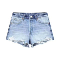 Distressed-Jeansshorts mit hoher Taille