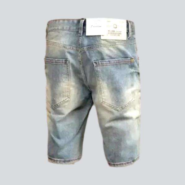 Pantalones cortos vaqueros rotos con bordado para hombre