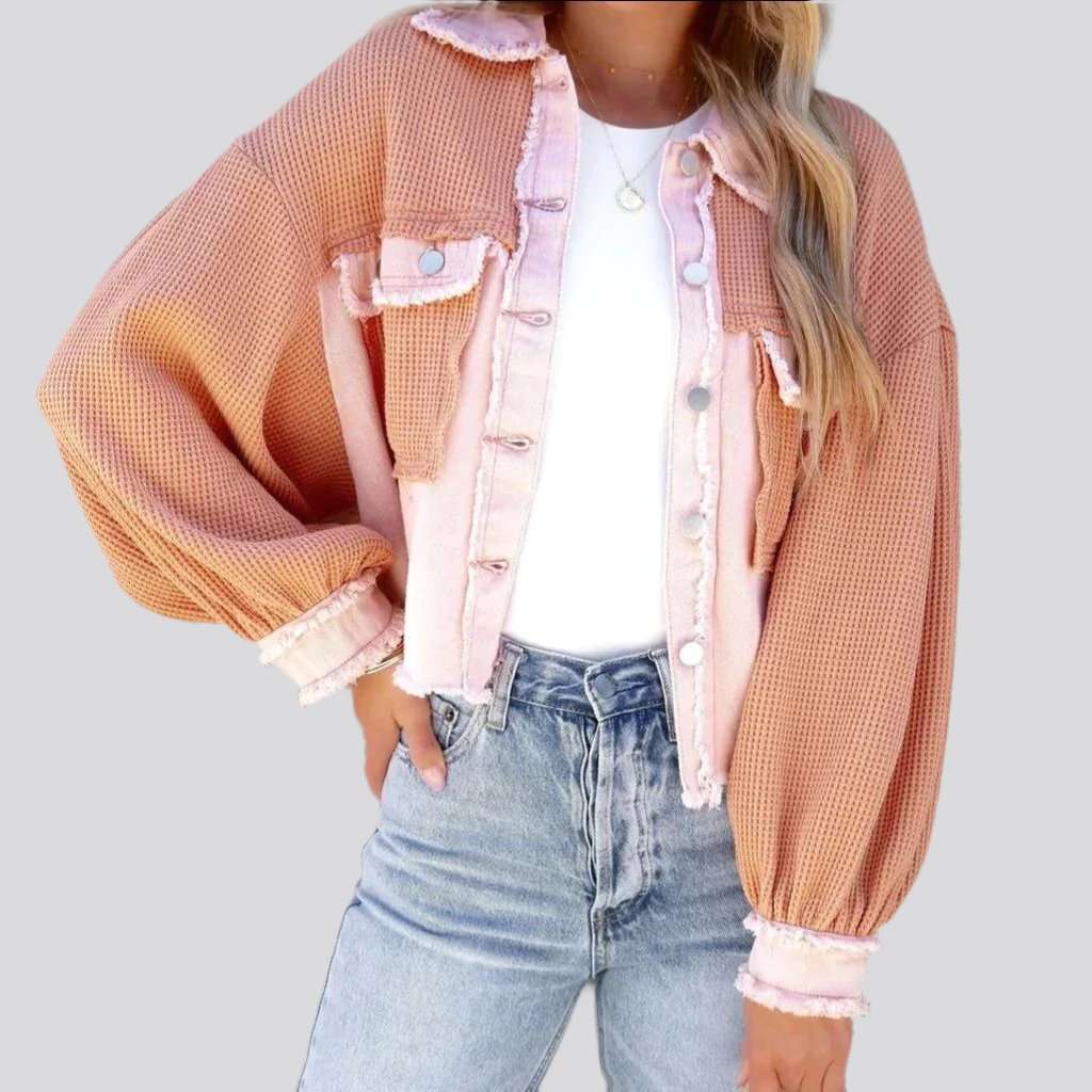 Layered cropped denim jacket