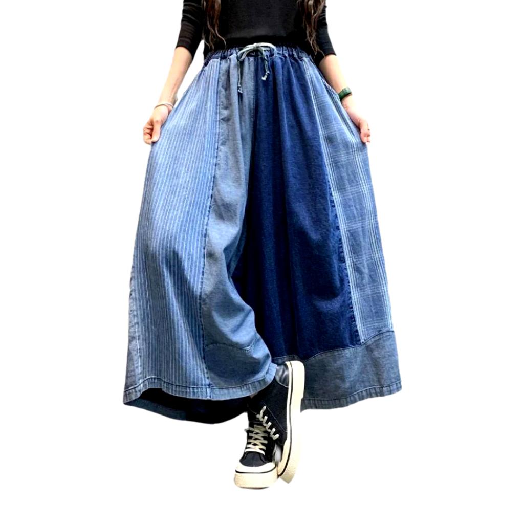 Street-style culottes denim pants