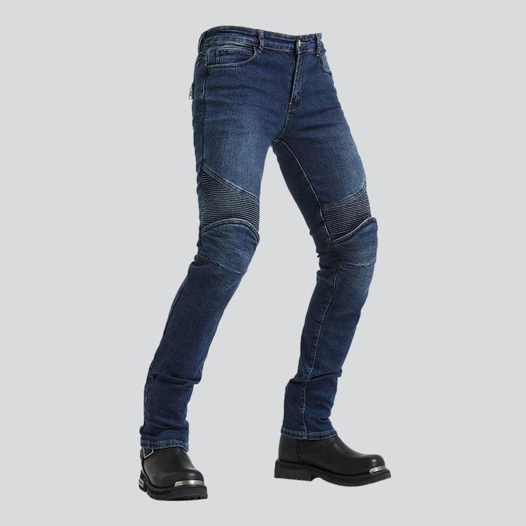 Wear resistant men moto jeans