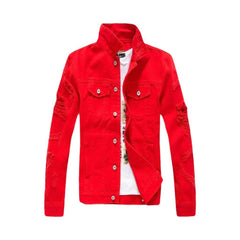 Color men jeans jacket