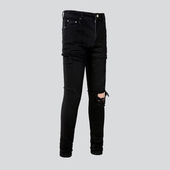 Ripped-knee skinny men jeans