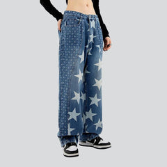 Star & ornament print baggy jeans