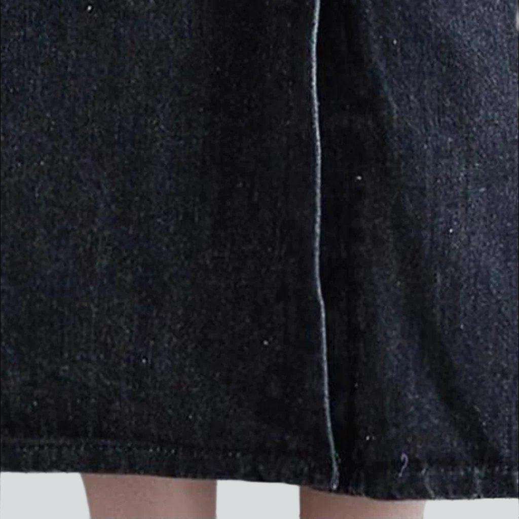 Buttoned black women denim dress