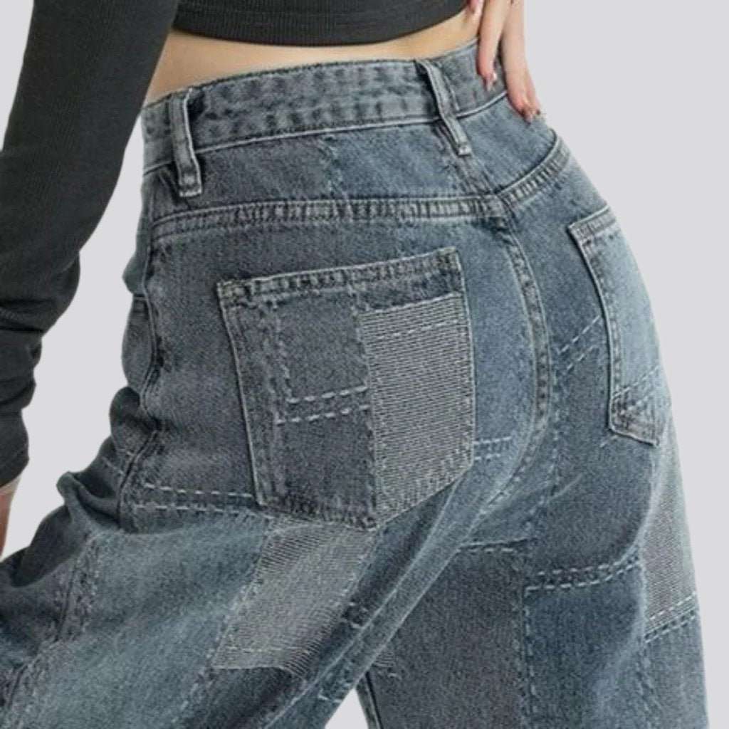 High-waist women patchwork jeans