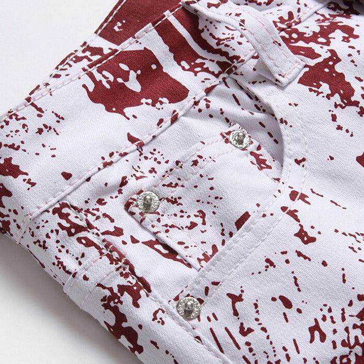 Vaqueros blancos con estampado Bordo para hombre