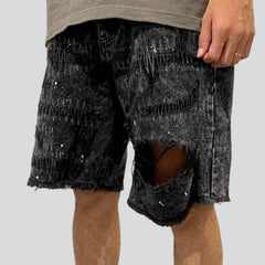 Bemalte Baggy-Shorts im Used-Look