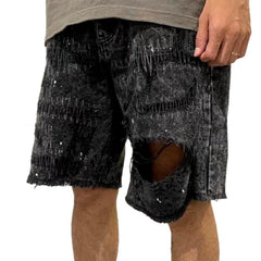 Bemalte Baggy-Shorts im Used-Look