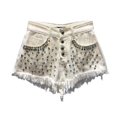 Distressed-Jeansshorts mit Diamant-Strass