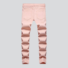 Ripped knees pink men jeans