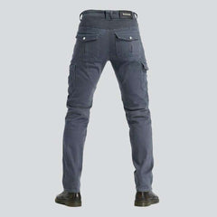 Grey cargo men biker jeans