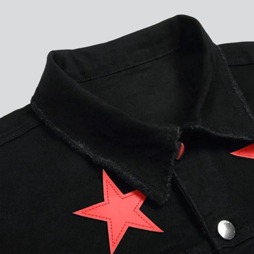 Red stars black denim jacket