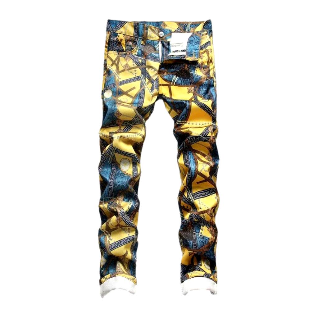 Painted men mid-waist jeans