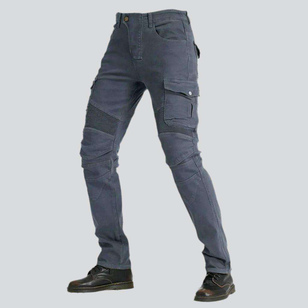 Elastic cargo men biker jeans