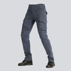 Grey cargo men biker jeans