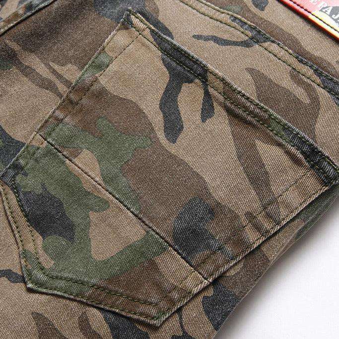 Camouflage print men denim pants