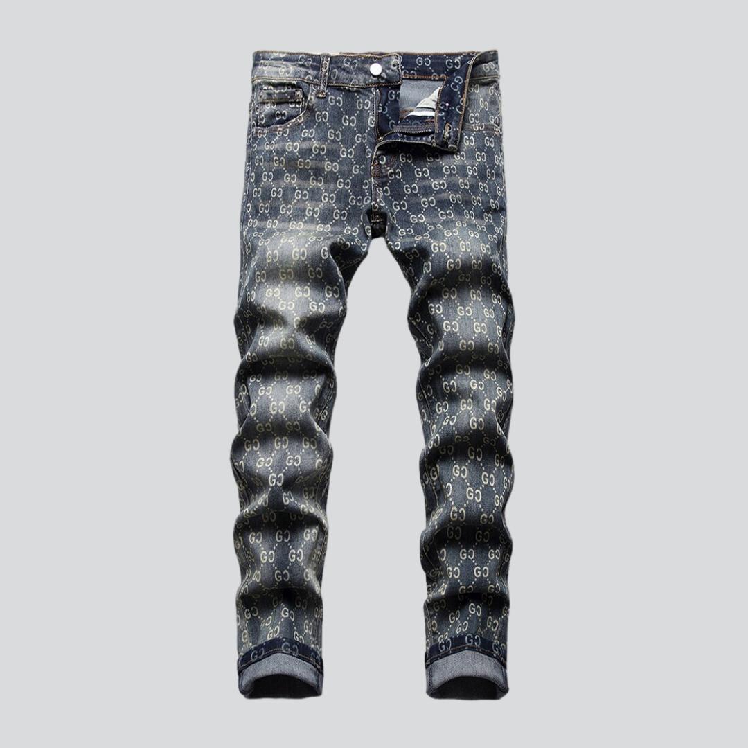 Ornament print jeans for men