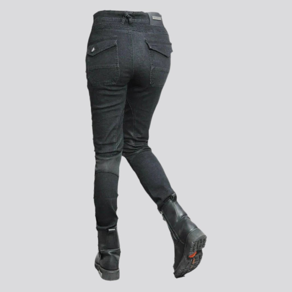 Patchwork women biker jeans